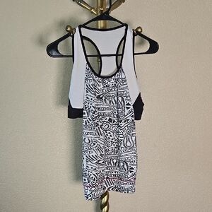 Lucky in Love Black and White Patterned Tank Top